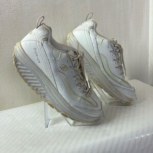 Skechers Shape Ups Athletic Sneakers Walking Toning Lace Up Synthetic White 10